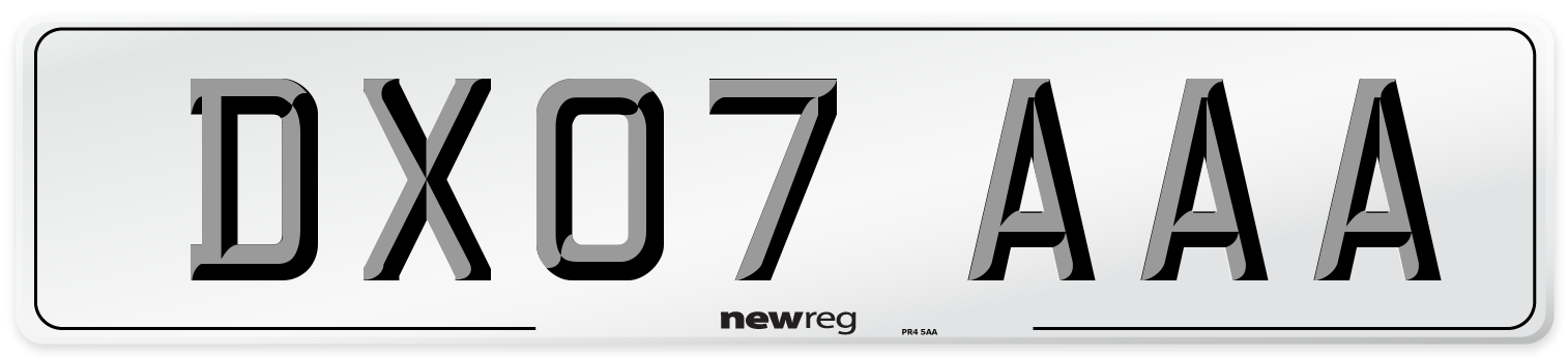 DX07 AAA Number Plate from New Reg